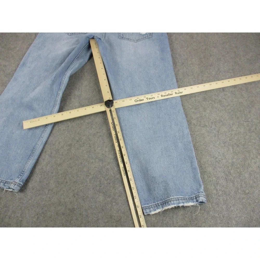 We The Free Jeans Womens 30 Blue Boyfriend Ankle Relaxed Distressed Light Wash